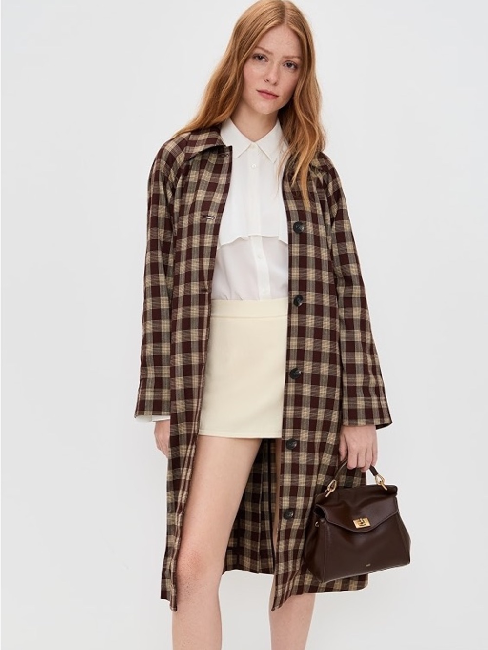 Reformation Beck Plaid Trench Coat - Picture 3 of 7